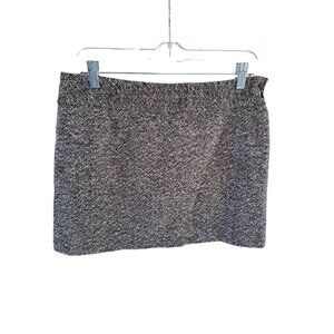 Y2K J.Crew Tweed Wool Blend Mini Skirt Size 6 Brown White Back Button Academia